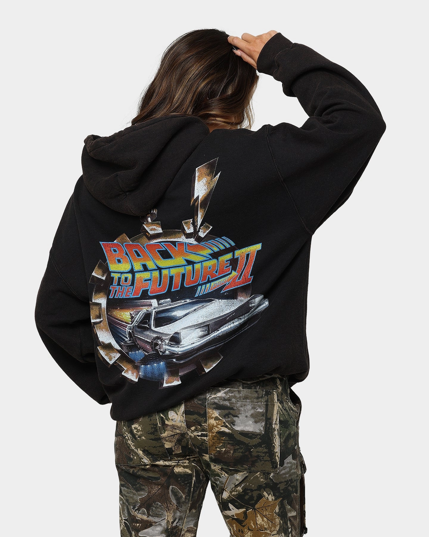 Structured silhouette American Thrift X Back To The Future Back To The Future 2 Vintage Hoodie Washed Black