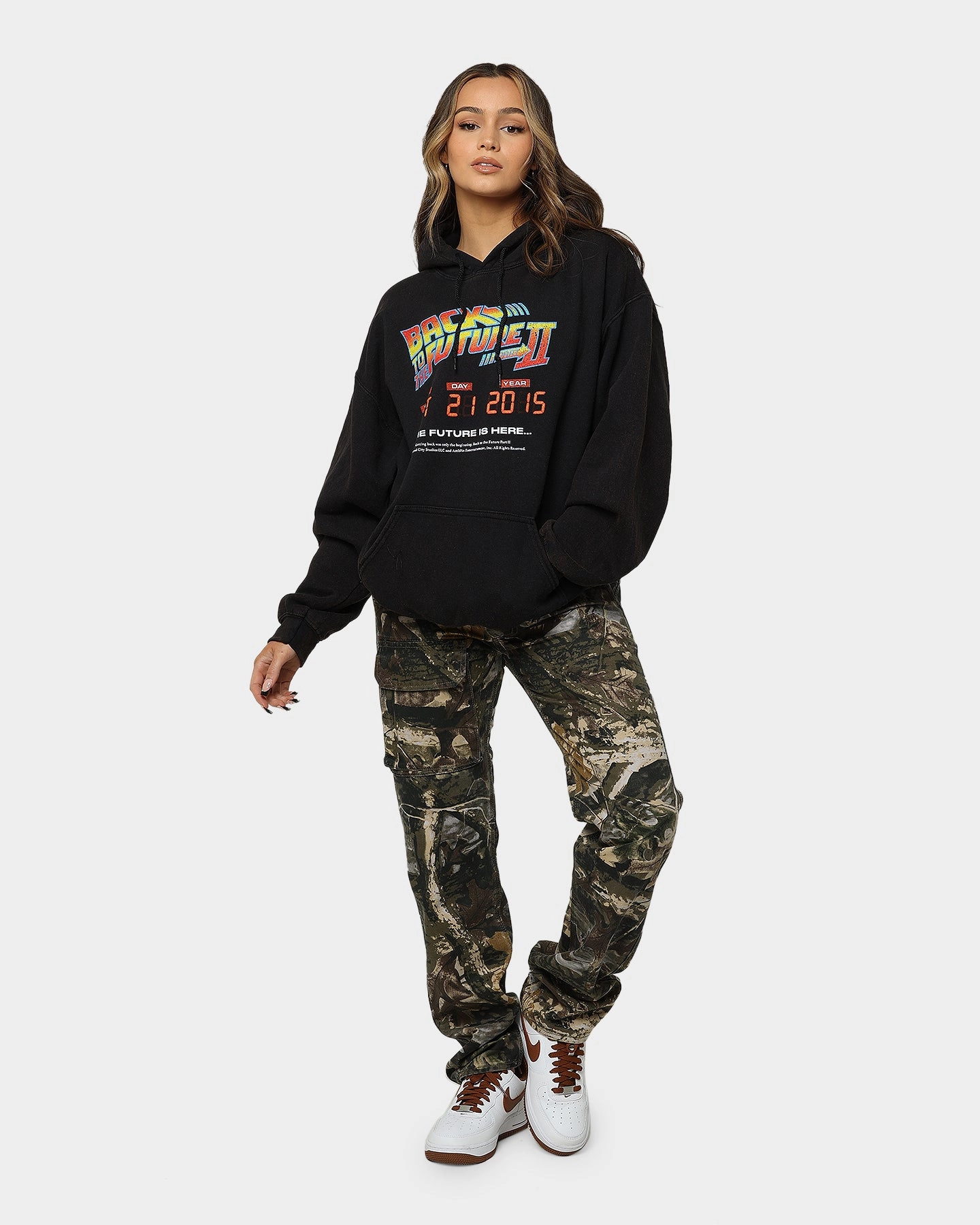 American Thrift X Back To The Future Back To The Future 2 Vintage Hoodie Washed Black Flattering Cut Comfortable and stylish