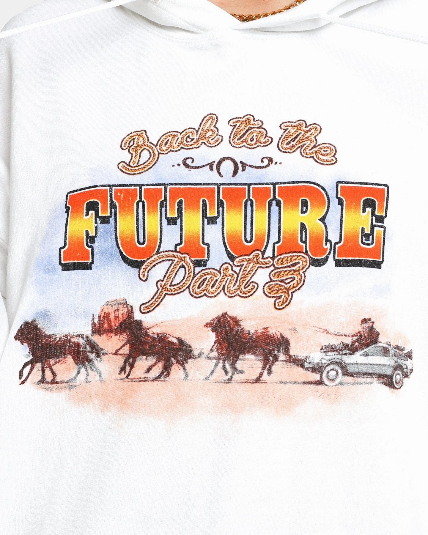 American Thrift X Back To The Future Back To The Future 3 Hoodie White suitable for dance parties Persist