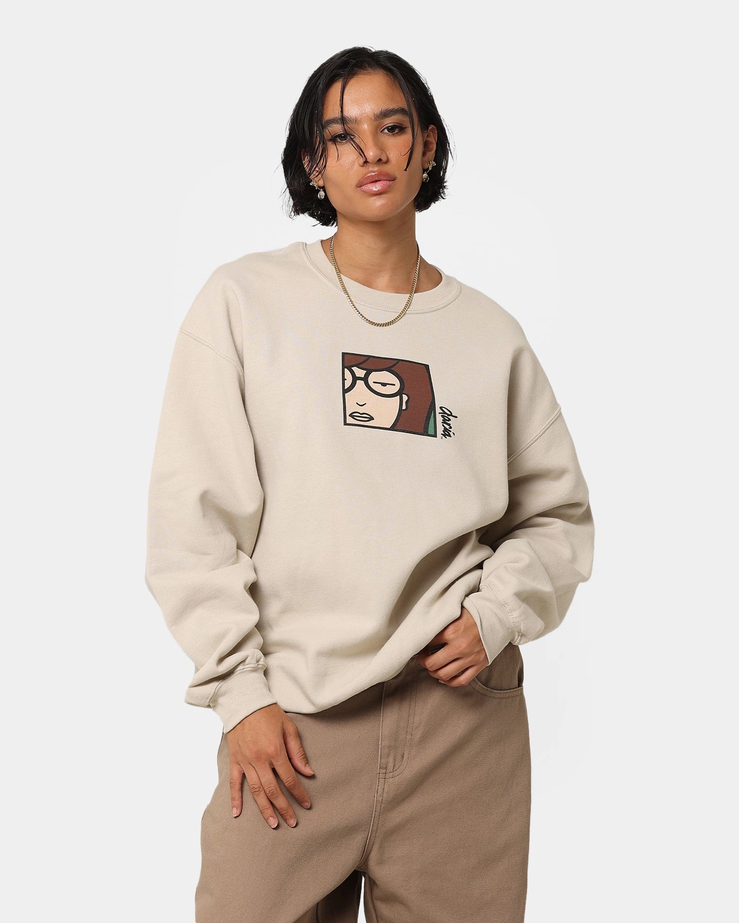 Anti Pilling Treatment All-Season Comfort Wear American Thrift X Daria Daria Poster Crewneck Stone