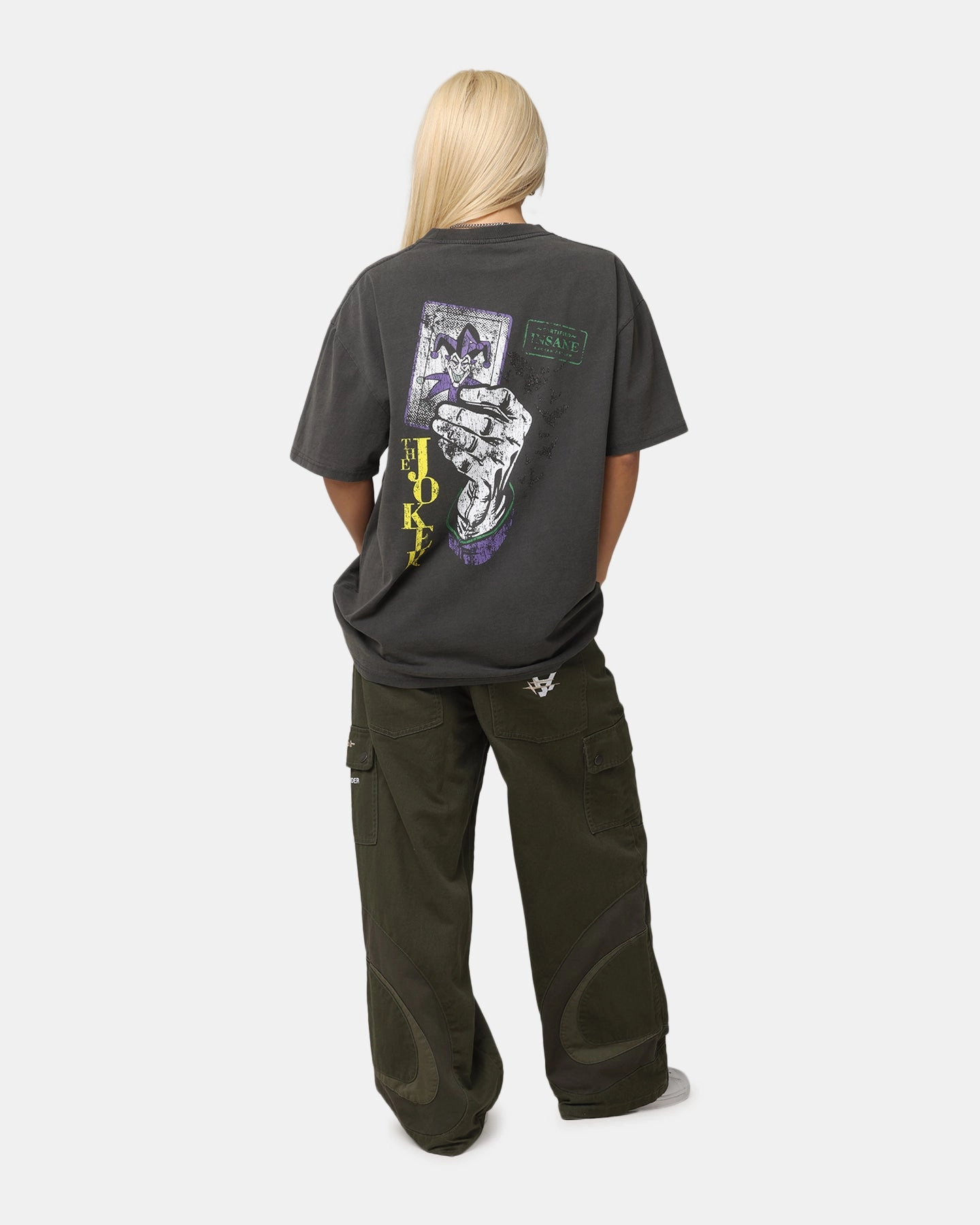 American Thrift X DC Batman The Joker Harley Hoax Heavy T-Shirt Black Wash High Density Fabric