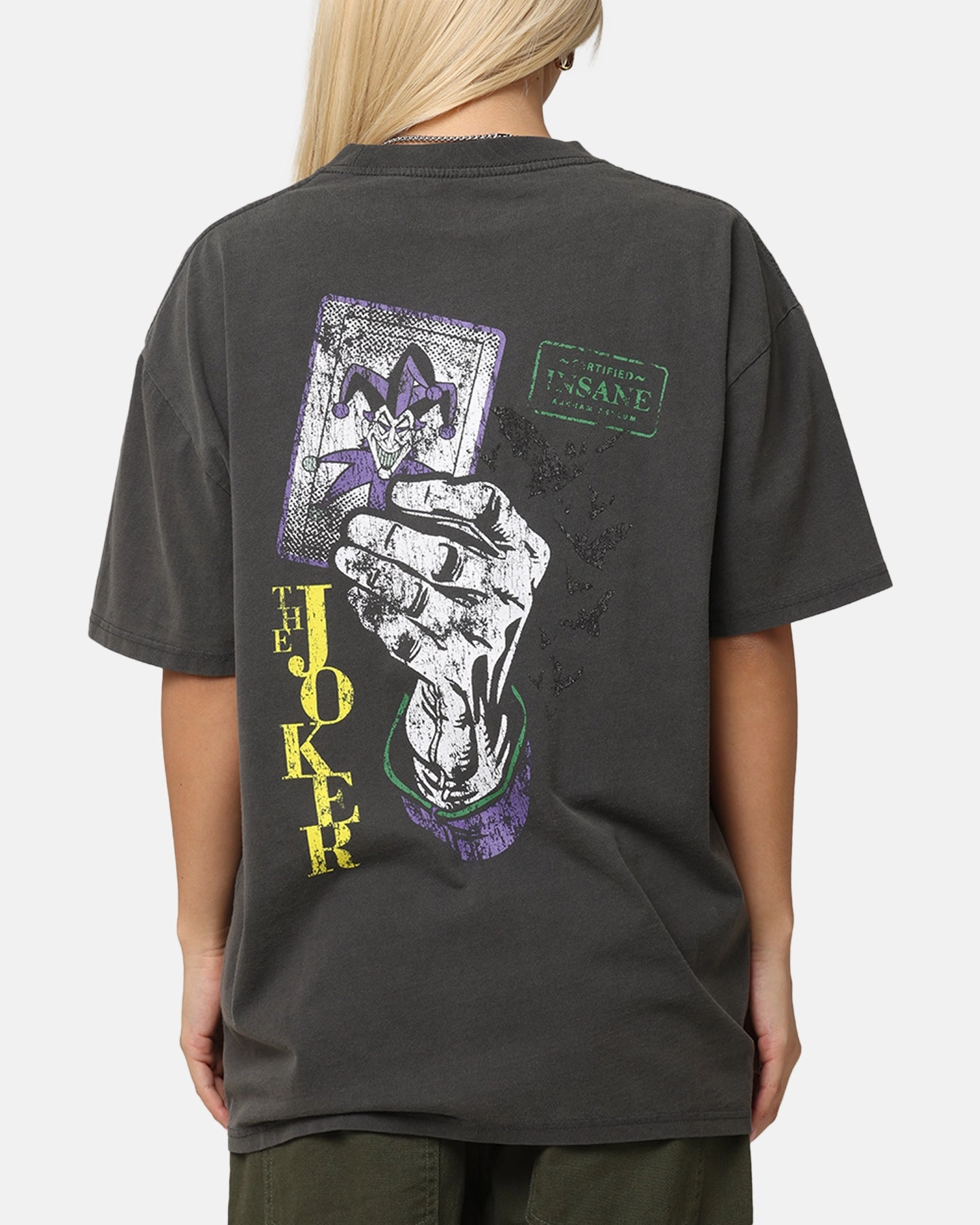 Smart Fit ReinforcedHems American Thrift X DC Batman The Joker Harley Hoax Heavy T-Shirt Black Wash