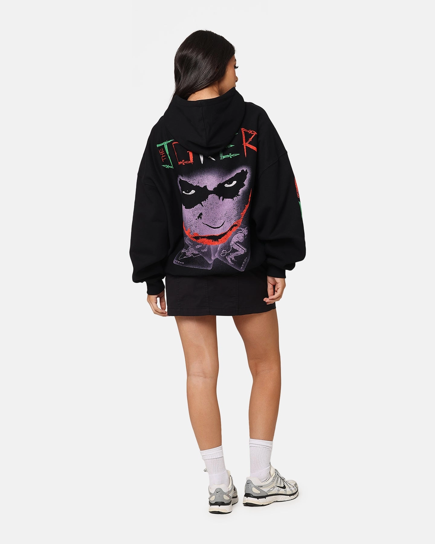 Double Stitched Hem Thermal Regulating Layer American Thrift X DC Batman The Joker Scars Premium Hoodie Black