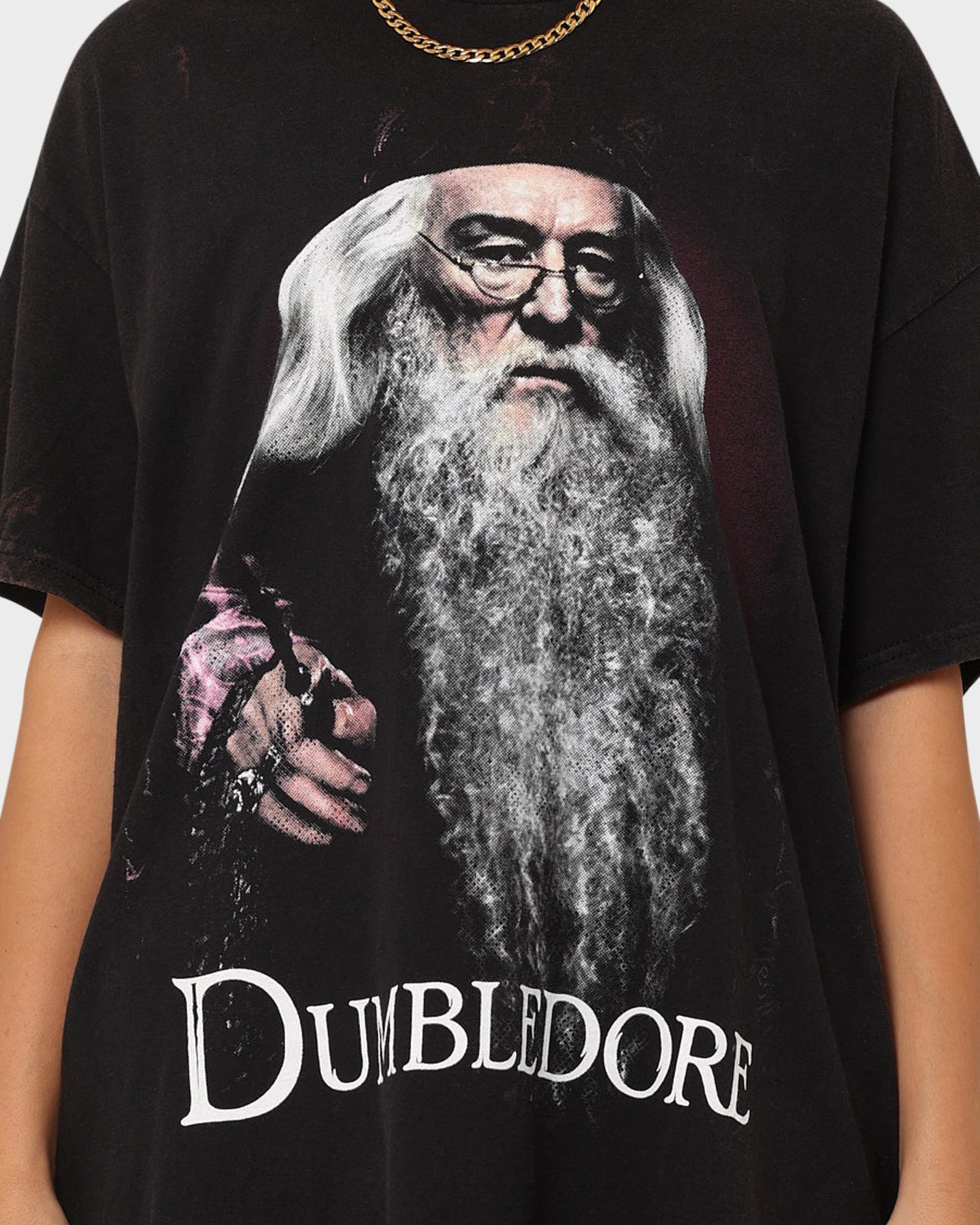 American Thrift X Harry Potter Dumbledore Vintage T-Shirt Black Wash AntiStaticLining
