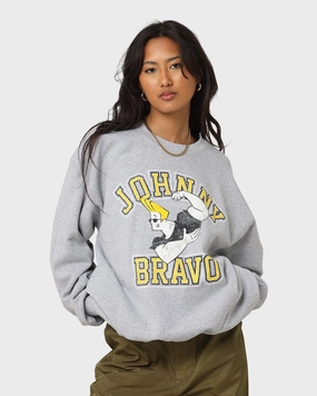American Thrift X Johnny Bravo Johnny Bravo Crewneck Grey Urban Fashion Unique Design