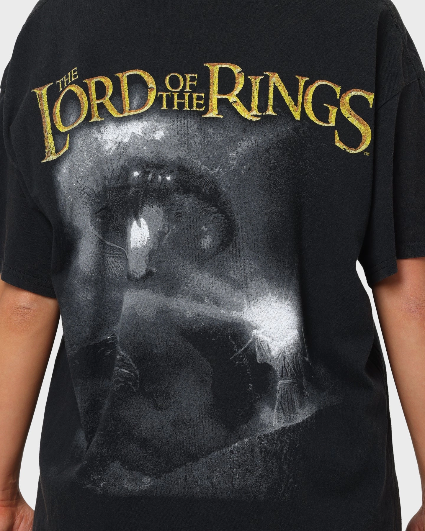 American Thrift X Lord Of The Rings Fellowship T-Shirt Washed Black Perfect for Layering