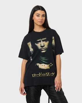 Fade Resistant Coating American Thrift X Lord Of The Rings Fellowship T-Shirt Washed Black