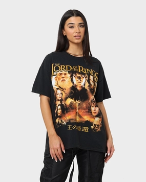 Fit For Comfort Double Stitched Hem American Thrift X Lord Of The Rings Return Of The King Vintage T-Shirt Washed Black