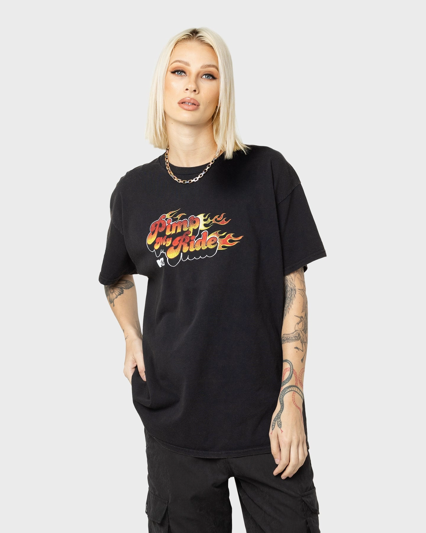 American Thrift X MTV Pimp My Ride Vintage T-Shirt Black Wash Casual Layering Wear Vintage Look