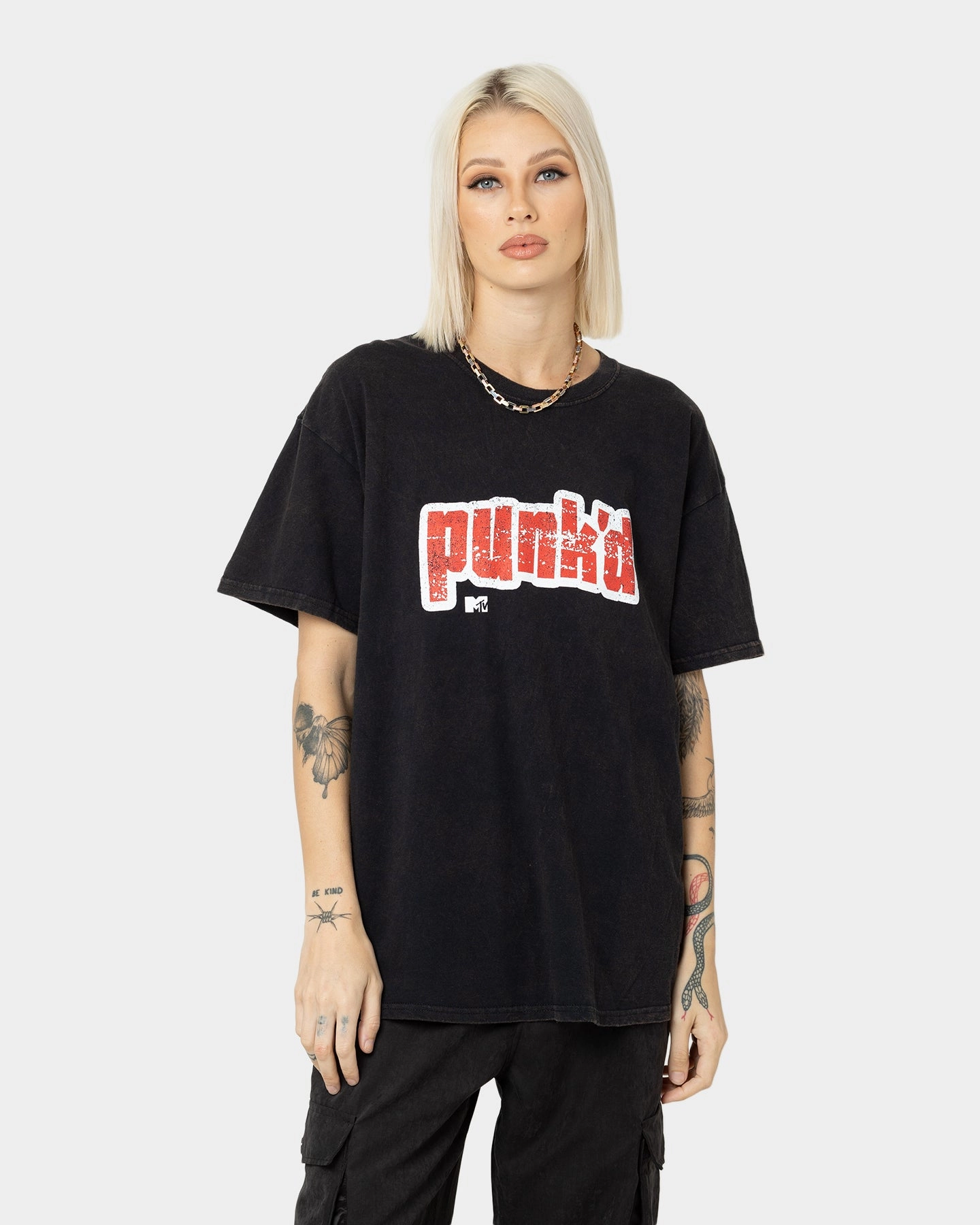 American Thrift X MTV Punk'd Vintage T-Shirt Black Wash Relaxed Comfort