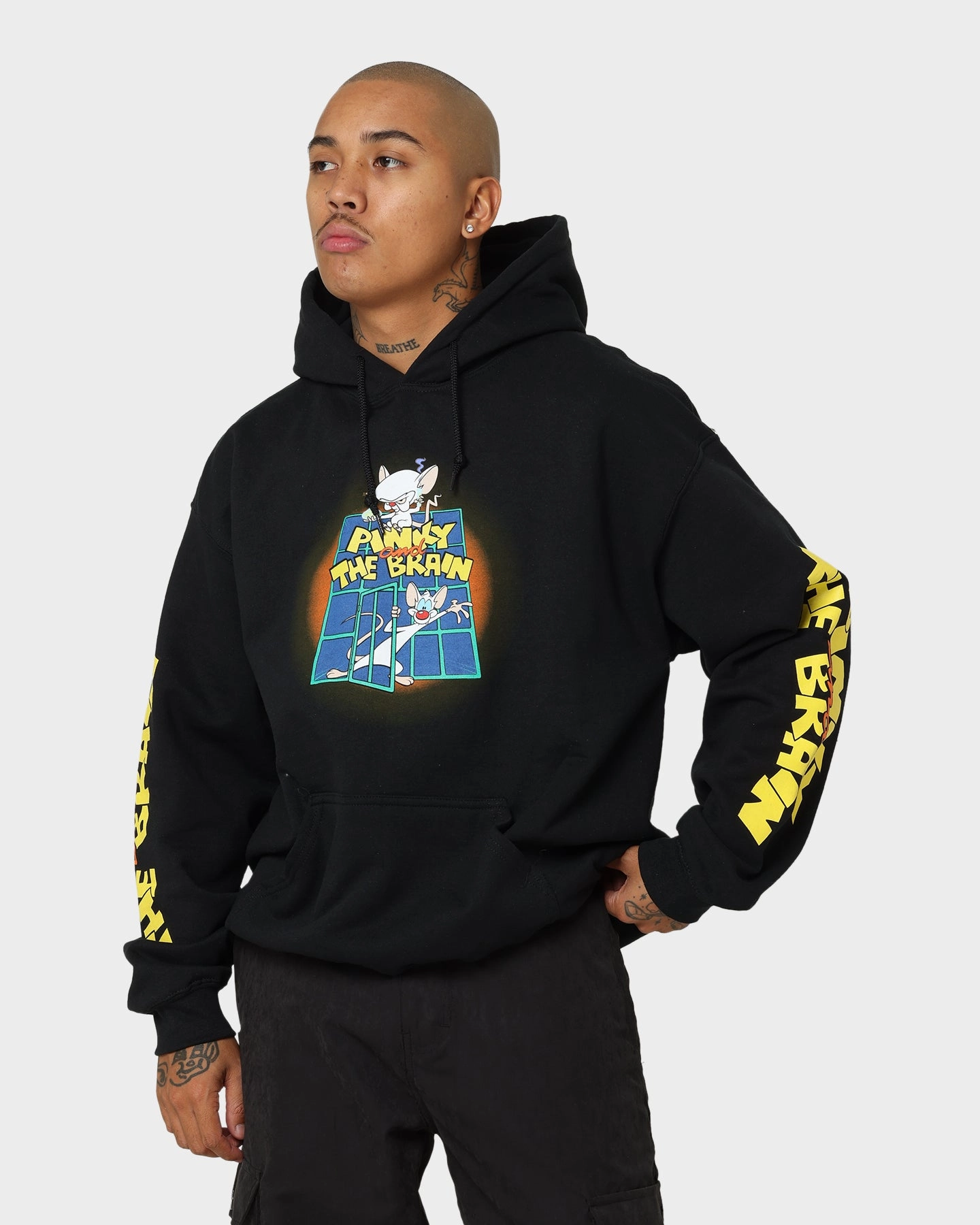 American Thrift X Pinky And The Brain Pinky And The Brain Vintage Hoodie Black Wash release ElasticWaistband