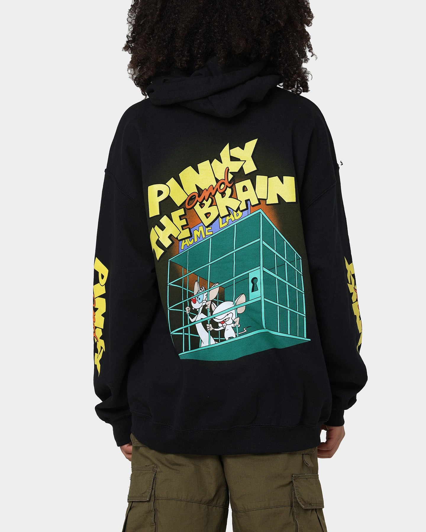 American Thrift X Pinky And The Brain Pinky And The Brain Vintage Hoodie Black Wash rural people suitable for work uniforms