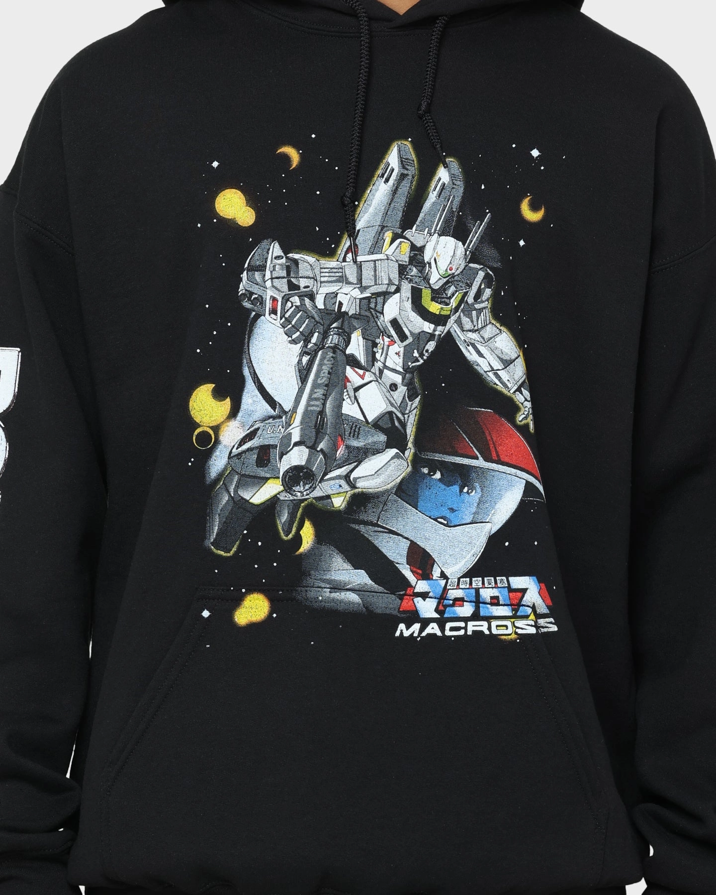 American Thrift X Robotech Macros Saga Hoodie Black Foldable Collar