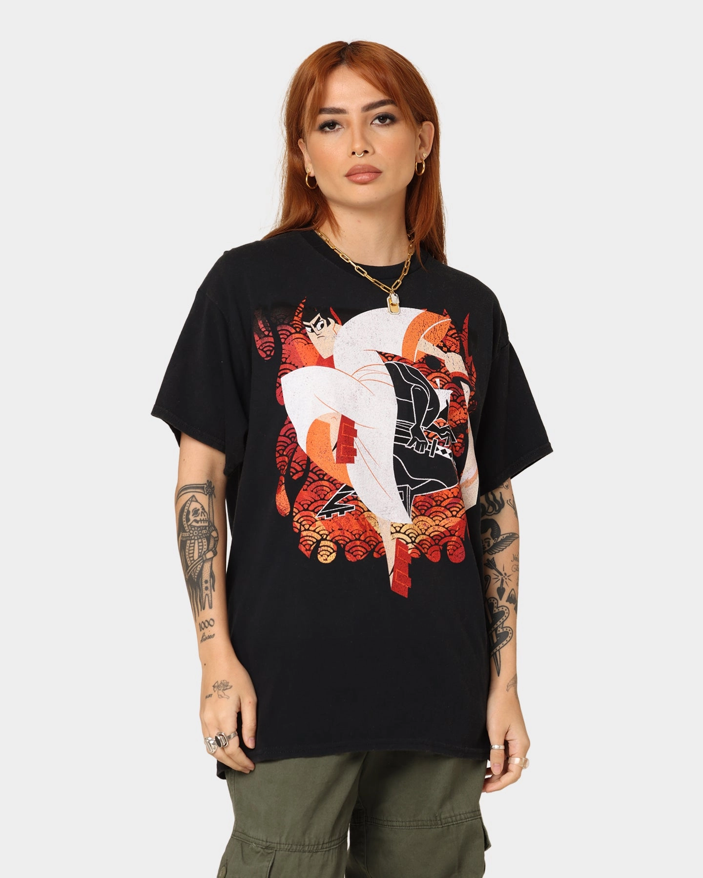 NoSideSeam American Thrift X Samurai Jack Jack Vintage T-Shirt Black