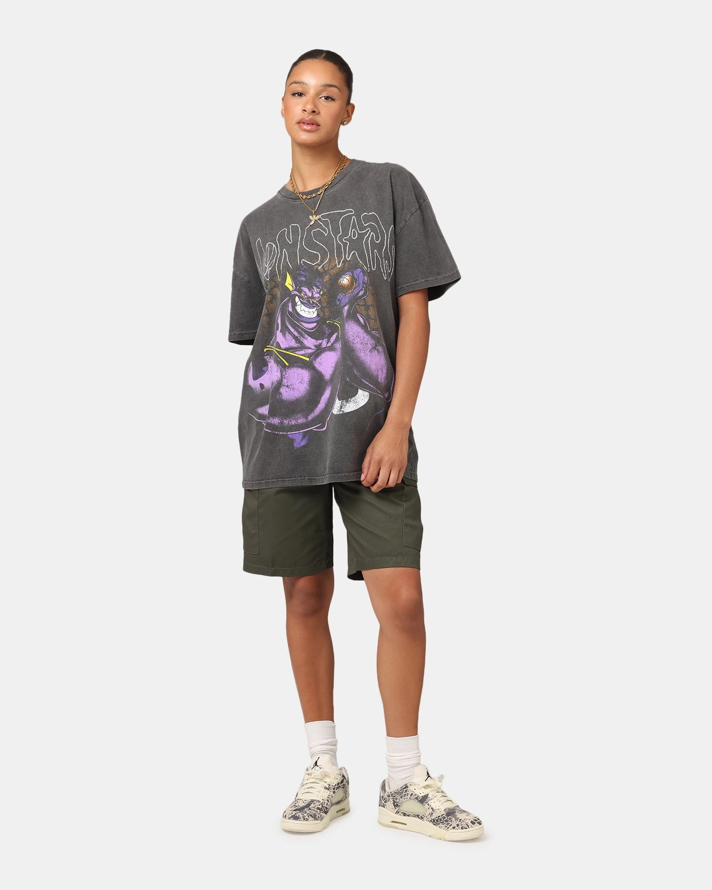 American Thrift X Space Jam Monstars Heavyweight Vintage T-Shirt Black Wash Casual Layering Soft touch finish