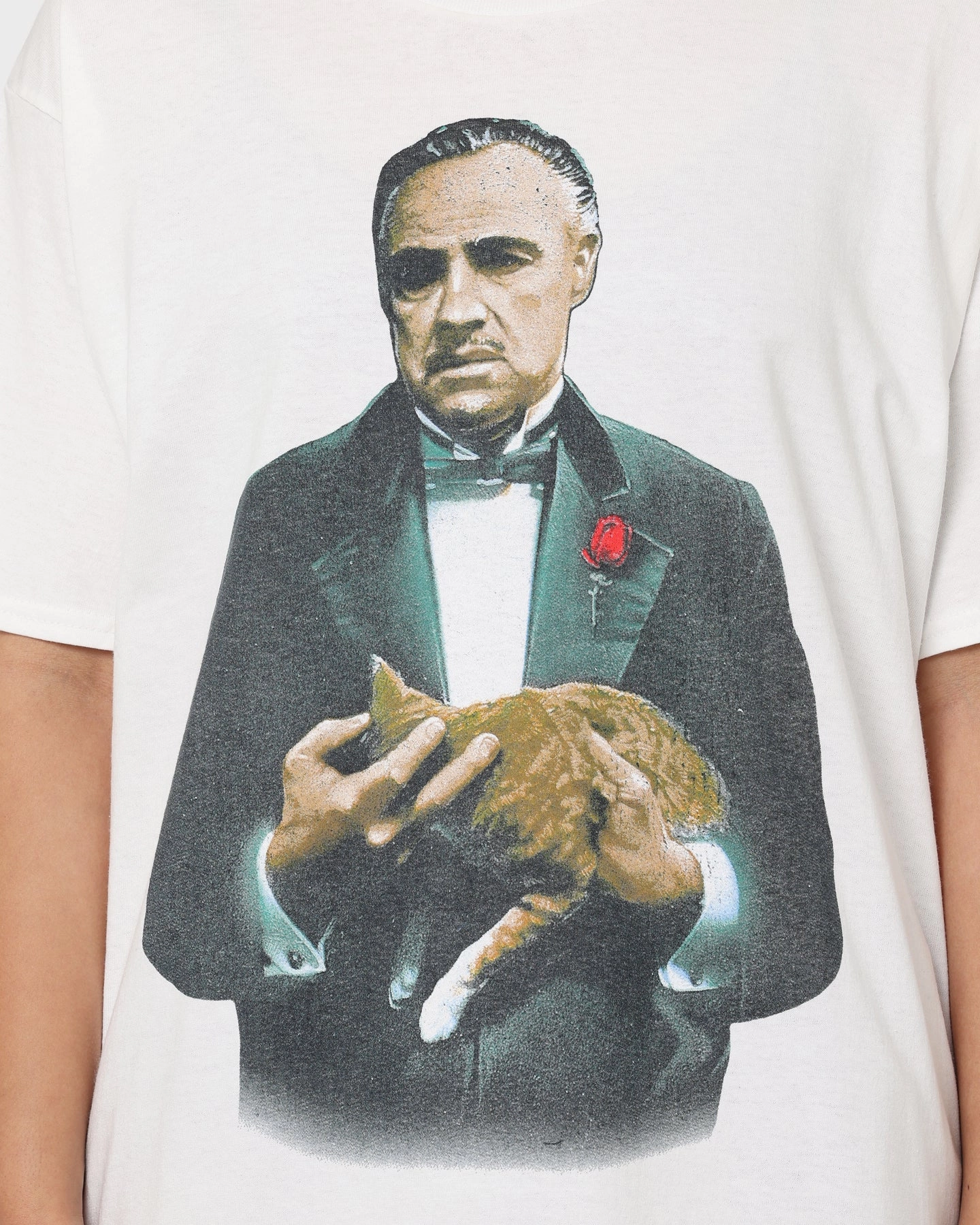 Silk combination Everyday Outfit American Thrift X The Godfather The Godfather Cat T-Shirt White