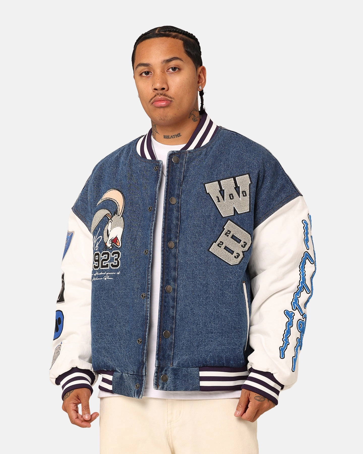 Nail-clipper American Thrift X Warner Bros. 100 Years Varsity Jacket Blue/Cream