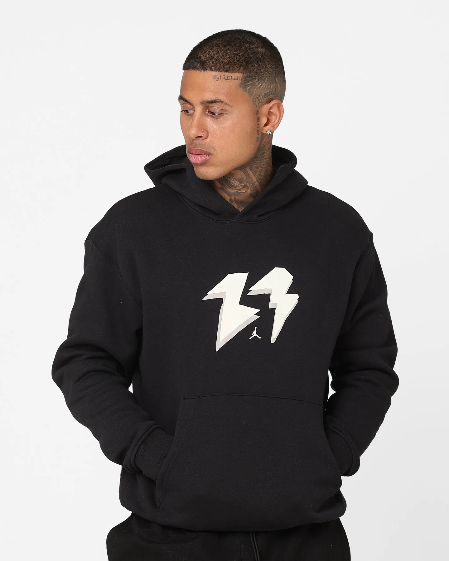 suitable for indoor activities Jordan Flight MVP Fleece Pullover Hoodie Black/Sail