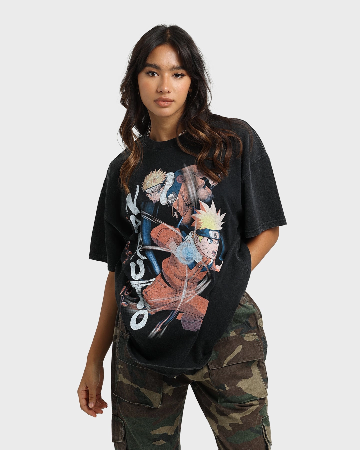 Circular Knit Construction Daily Fashion Goat Crew X Naruto Naruto Premium Vintage T-Shirt Vintage Black