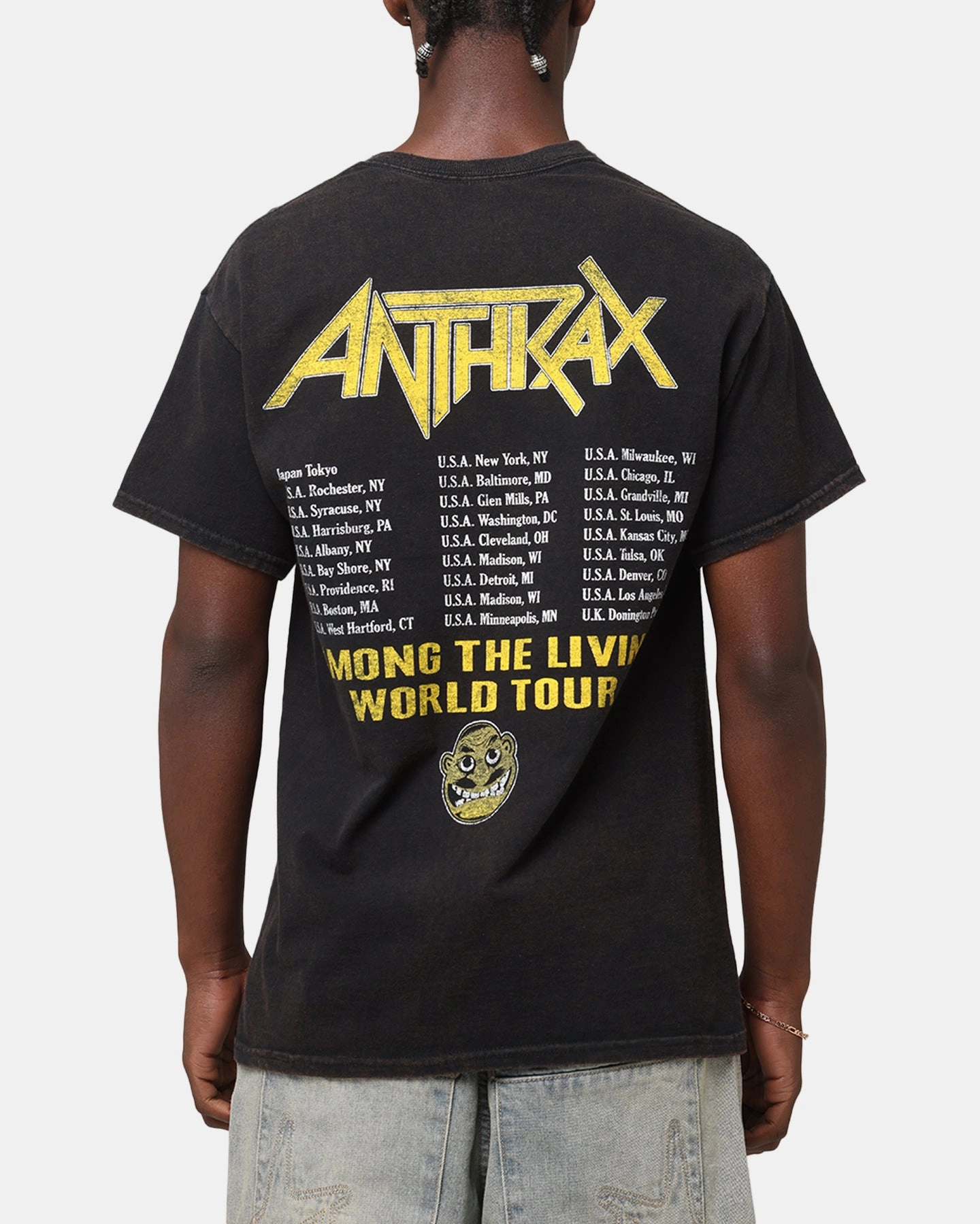 Anthrax ATL World Tour T-Shirt Black Vintage Zero Waste Production Fit For Movement