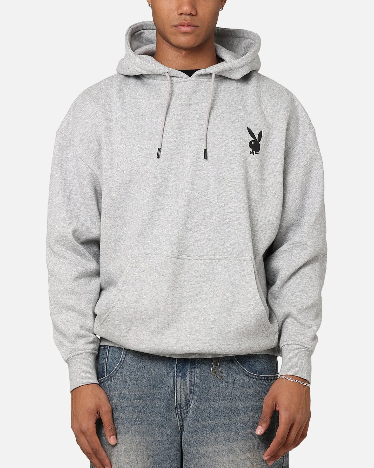 Playboy Logo Bunny O Hoodie Grey Marle Smooth Feel
