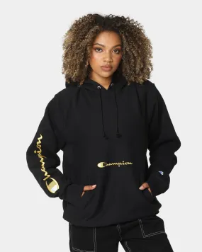 Layer Essential Slim-fit Champion Men's Rev Weave Script Hoodie Black/Gold