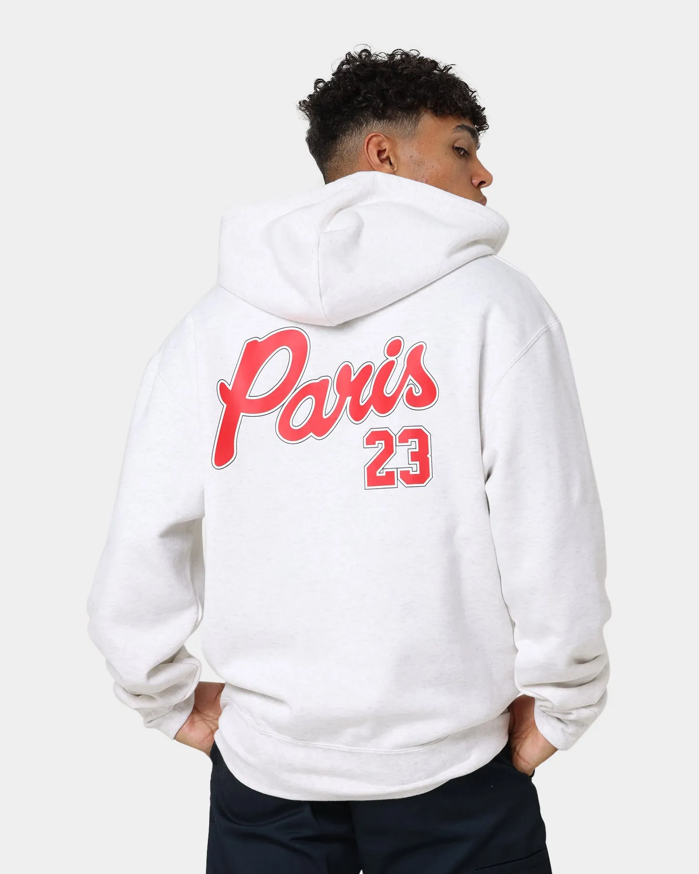 Jordan X Paris Saint-Germain Fleece Pullover Hoodie Birch Heather/Midnight Navy Rain Safe