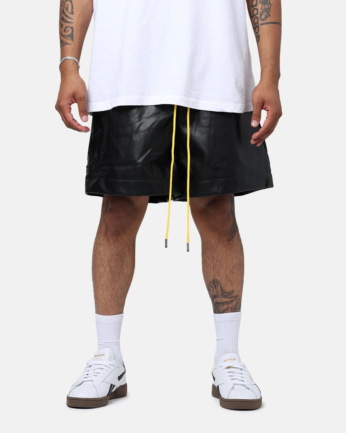 Diet Starts Monday Leather Script Shorts Black Weekend Casual