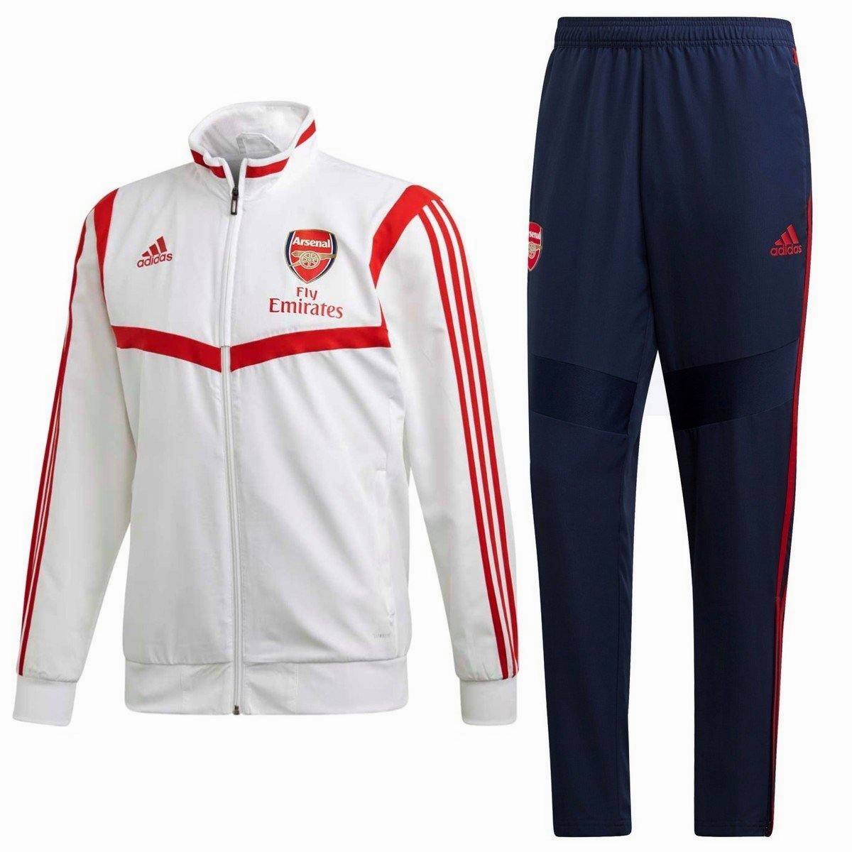 Dust mite resistant Tapered Silhouette Arsenal presentation Soccer tracksuit white/navy 2020 - Adidas