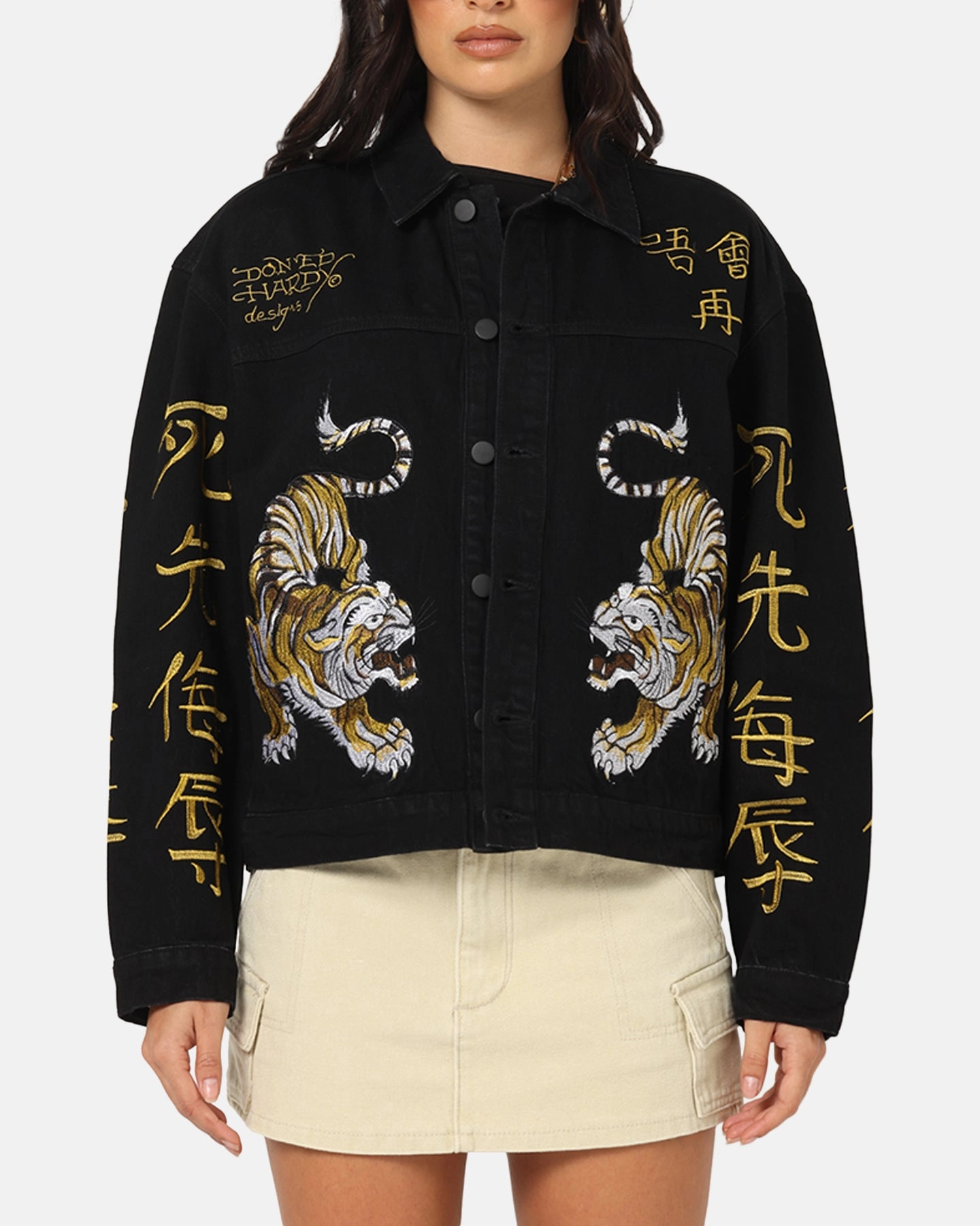 Ed Hardy Never Again Jacket Black suitable for casual gatherings Oversized