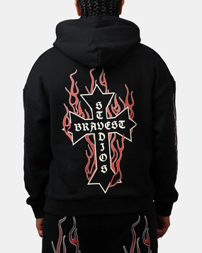 Bravest Eternal Hoodie Black/Red Full length