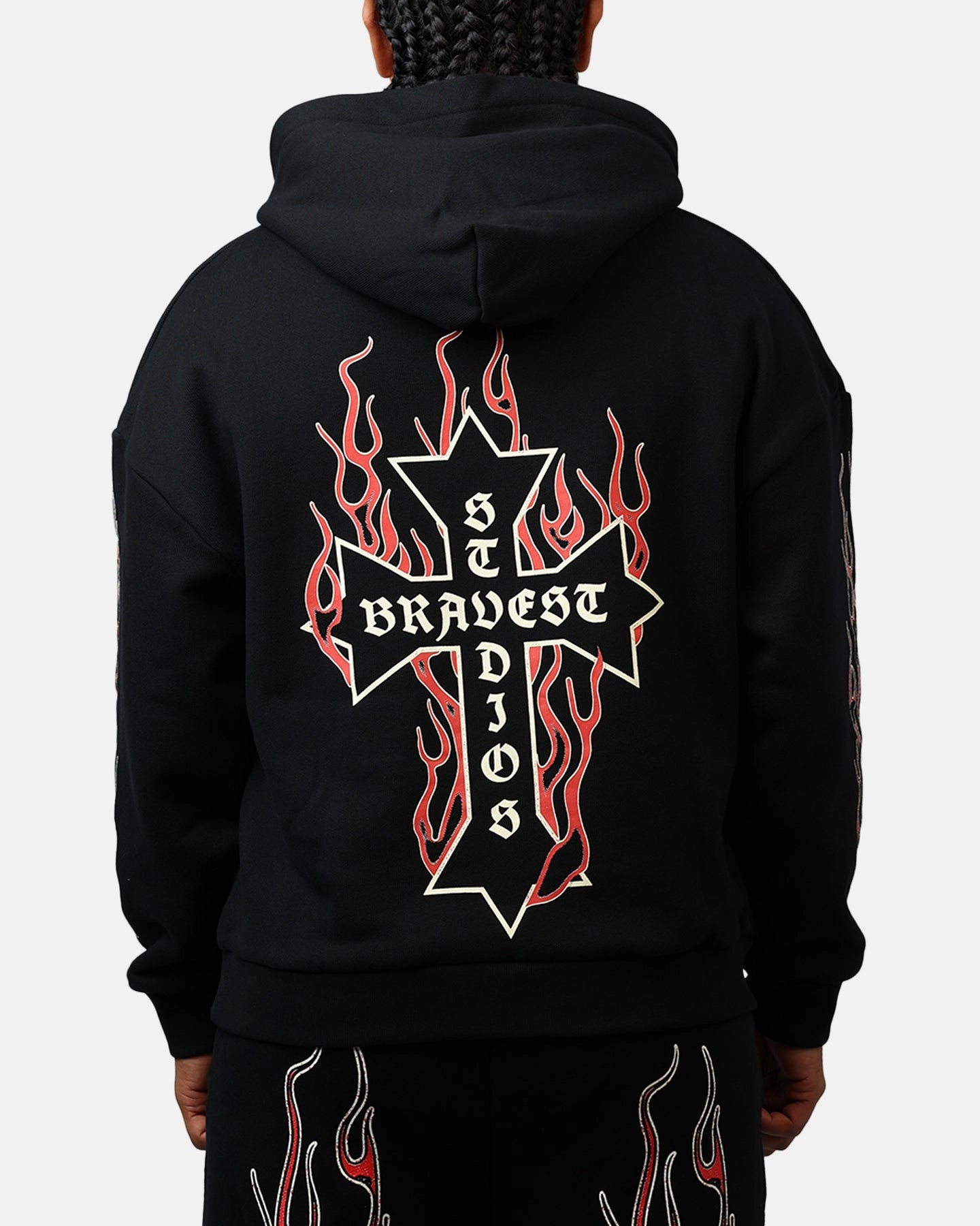 Bravest Eternal Hoodie Black/Red Full length