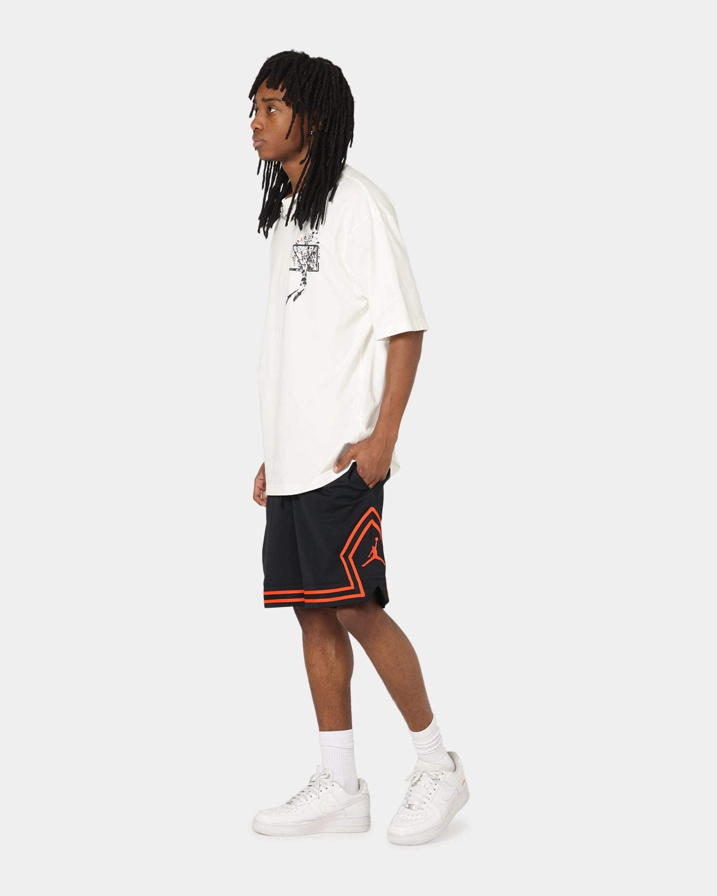 Jordan Dri-FIT Mesh Diamond Shorts Black/Orange QuickDryTechnology