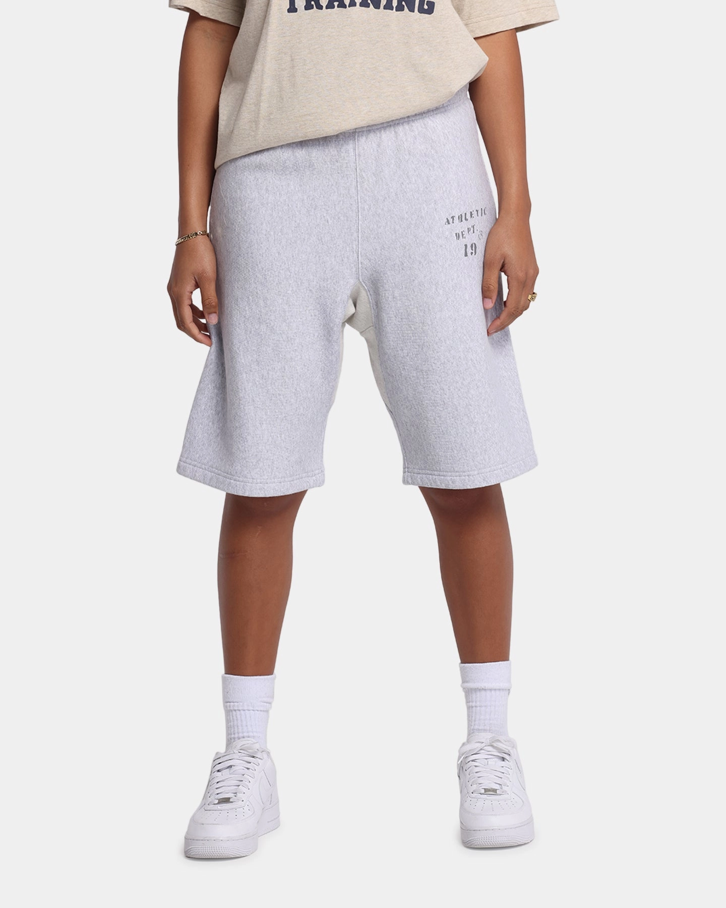 Reflective Trim Detail Stretch Fabric Champion 50's RW Fleece Shorts Oxford Grey Heather