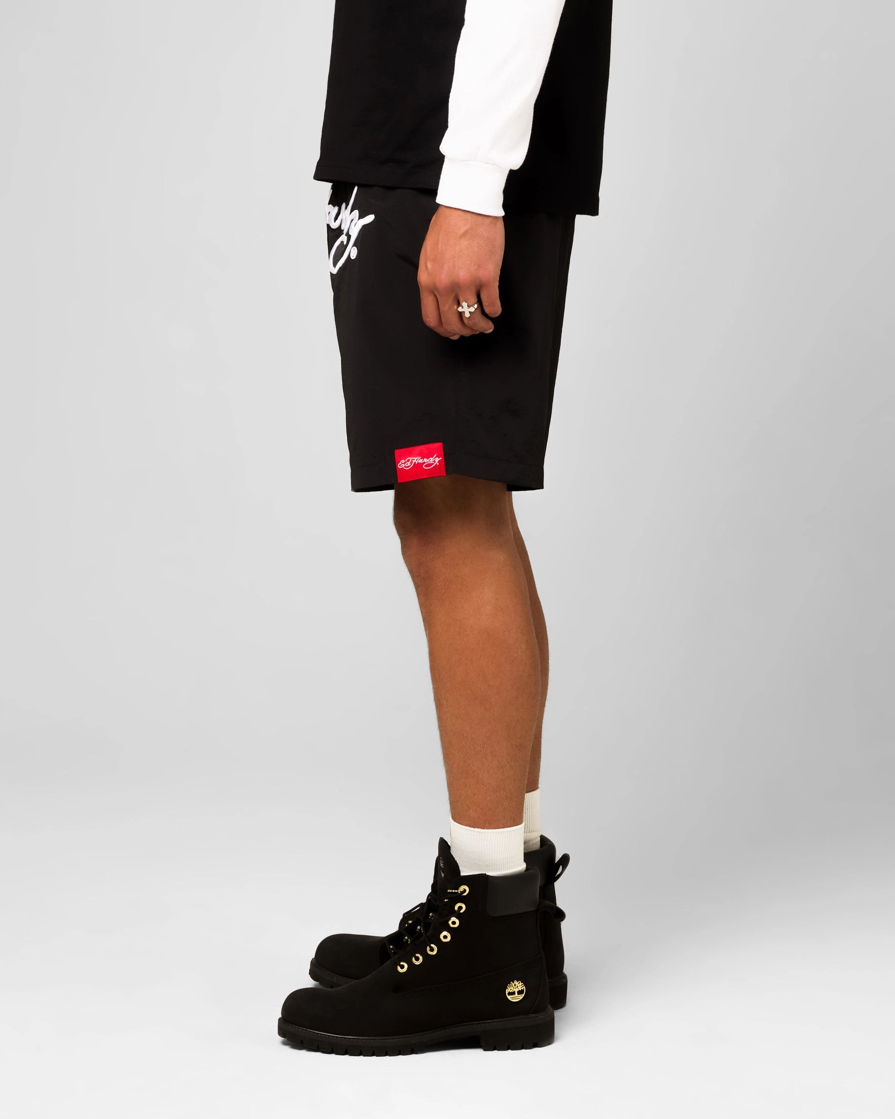 Ed Hardy Beach Shorts Black Street Style Quick Adjust Toggles