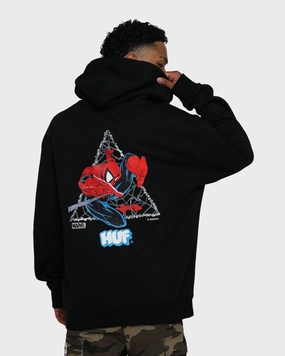 Business Meeting Imagine HUF X Marvel Thwip Triangle Pullover Hoodie Black