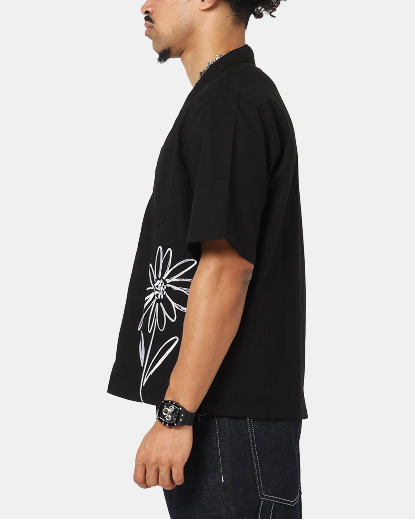 Carre Hand Picked Button Up Shirt Black Premium Quality Wrinkle Resistant