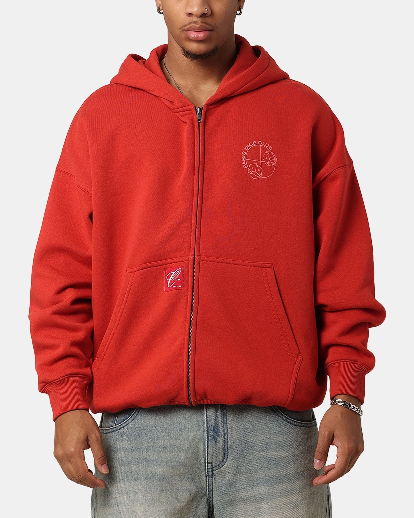 Minimalist Aesthetic visibility Carre Shoot Out Full Zip Hoodie Red