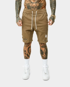 Saint Morta Annex Denim Shorts Brown Tight Fit Pilates wear