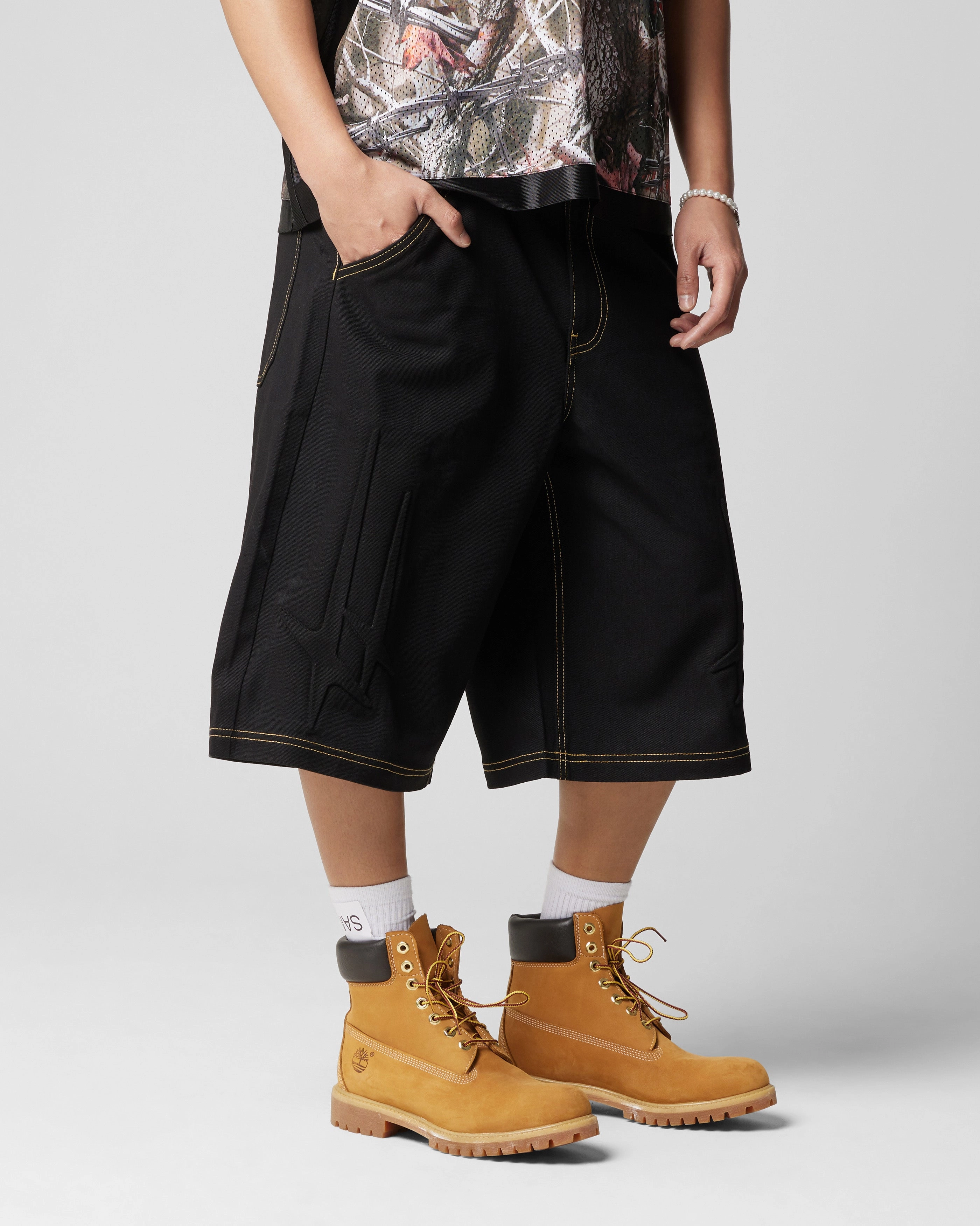 Loiter Star Child Jorts Black Denim shorts