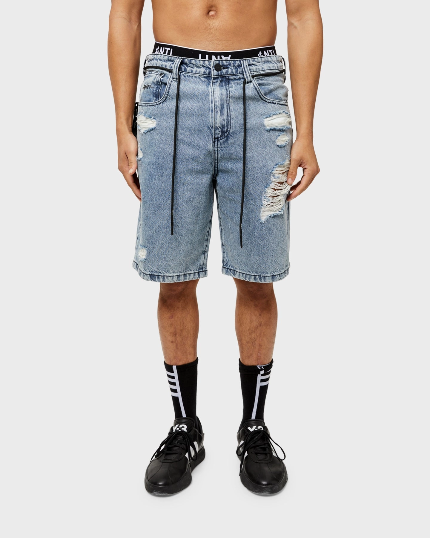 Trend Essential The Anti Order Post War Denim Shorts Stone Wash Blue
