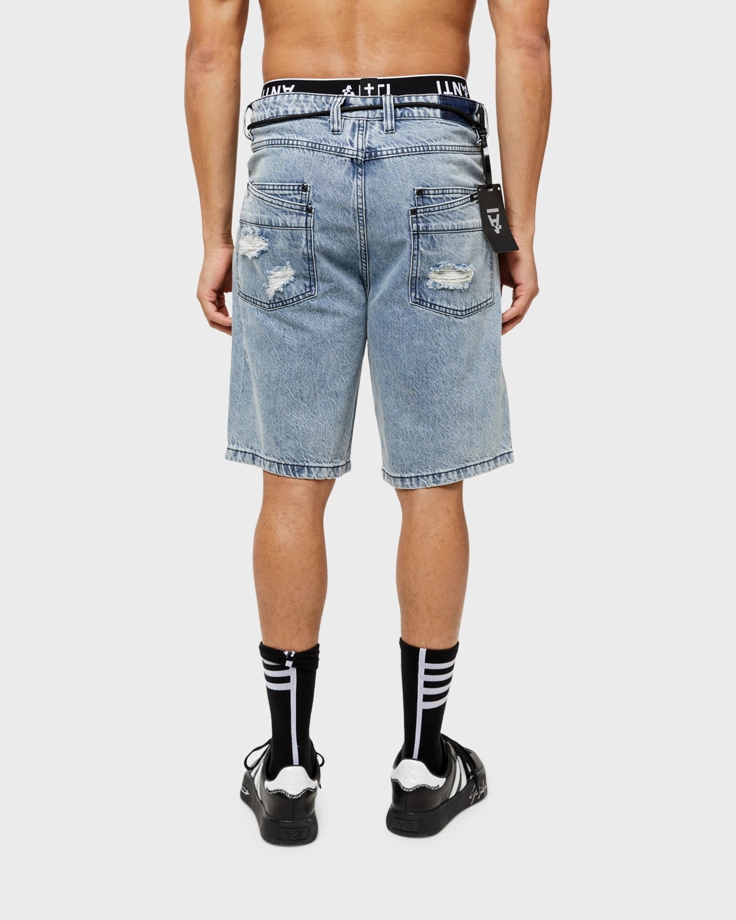 The Anti Order Post War Denim Shorts Stone Wash Blue Durable Weave Fabric stretchy design