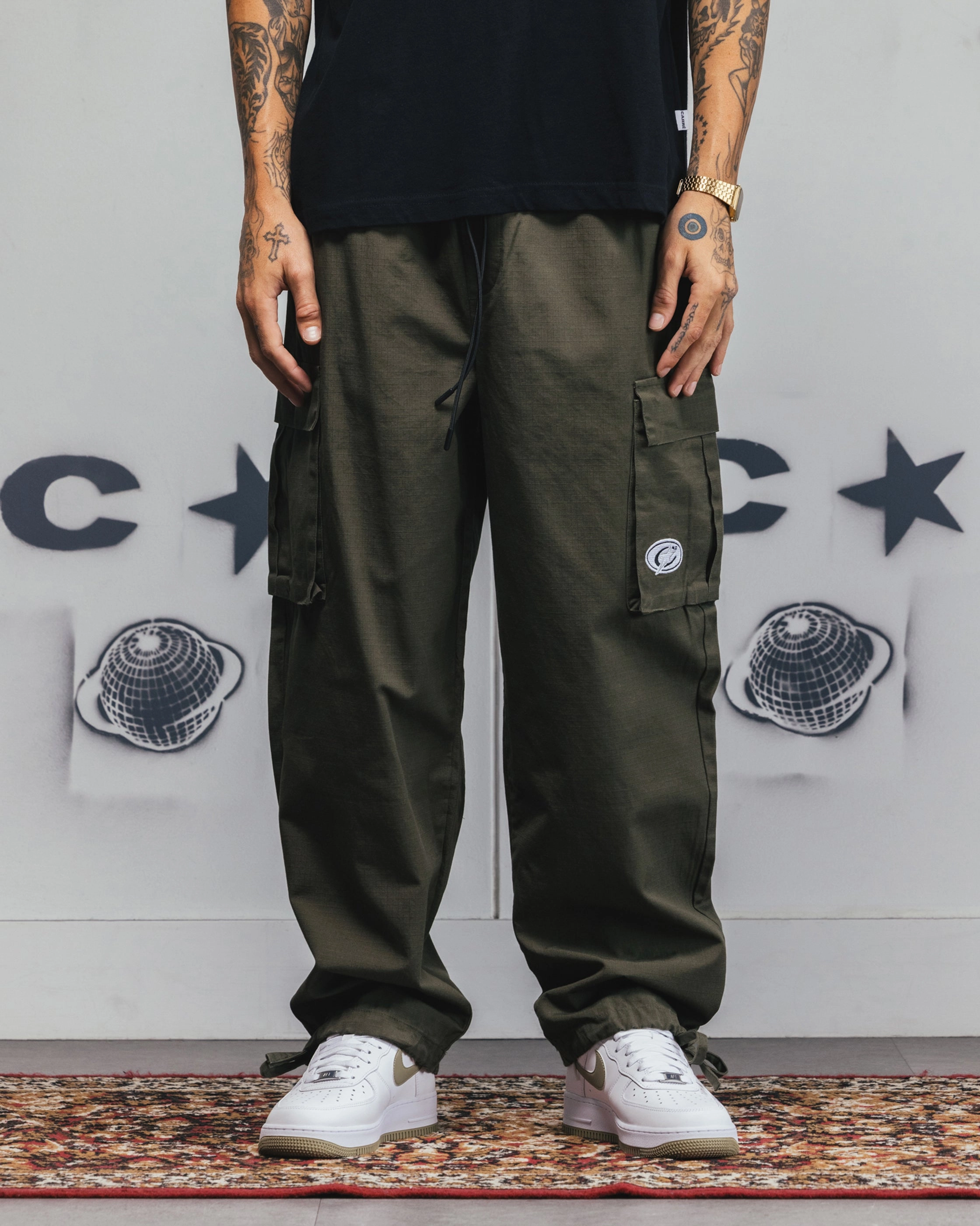 Easy Movement Casual Layer Carre Universal Cargo Joggers Khaki