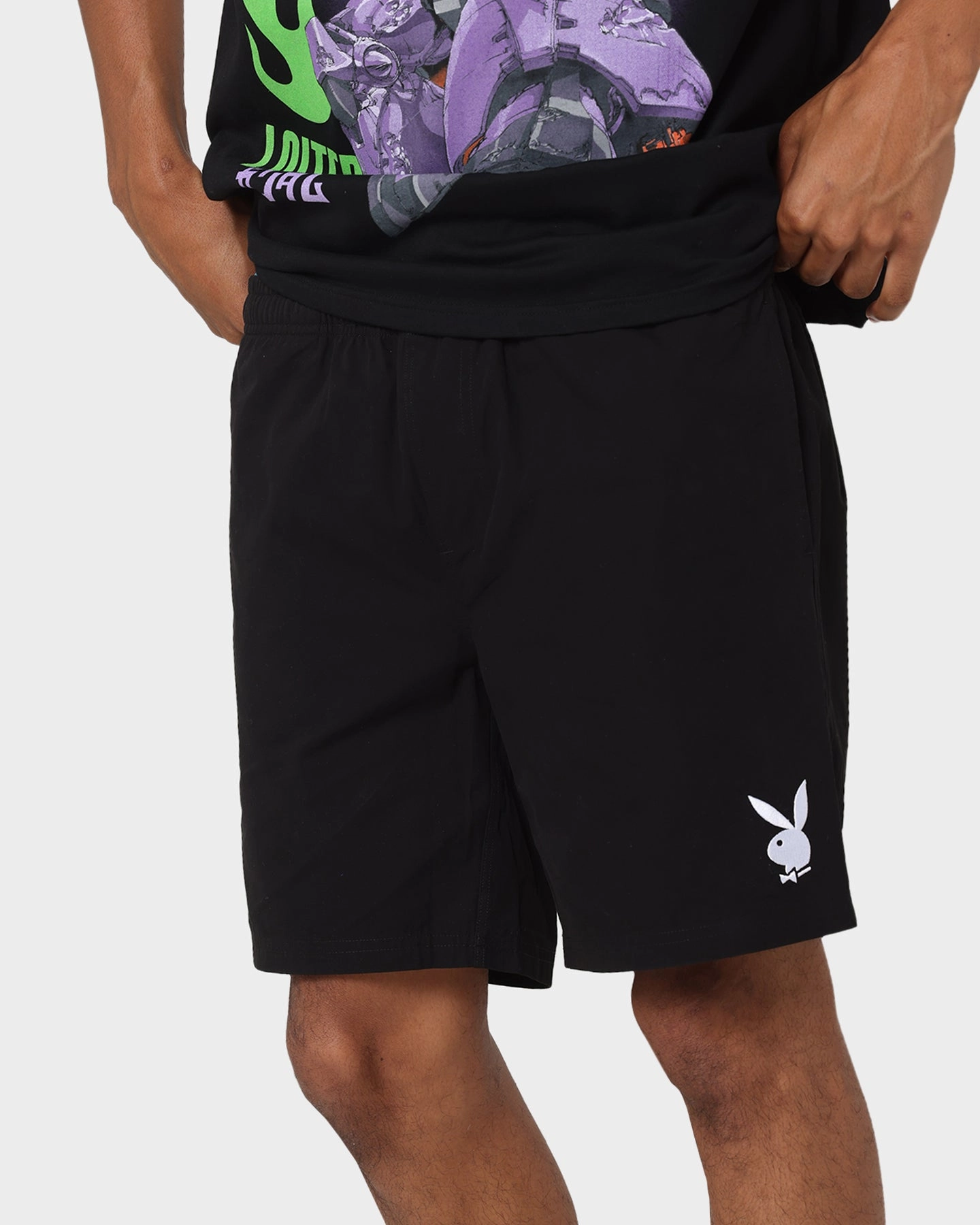 Playboy Bunny Basics Shorts Black Retroreflective Accents club wear