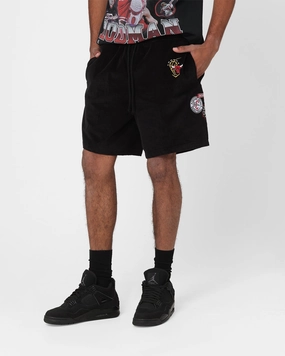 Mitchell & Ness Chicago Bulls Letterman Shorts Black Reflective Trim Detail