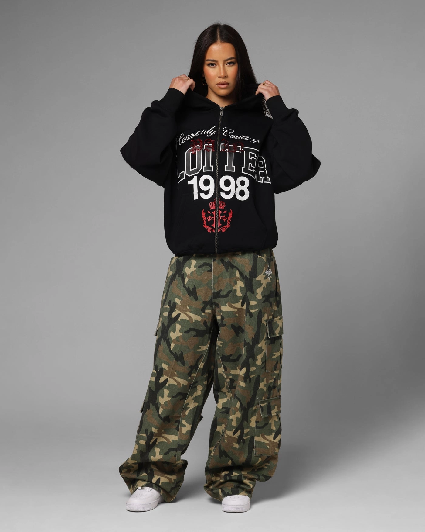 Loiter Drop Out Zip Hoodie Black Weather Fit