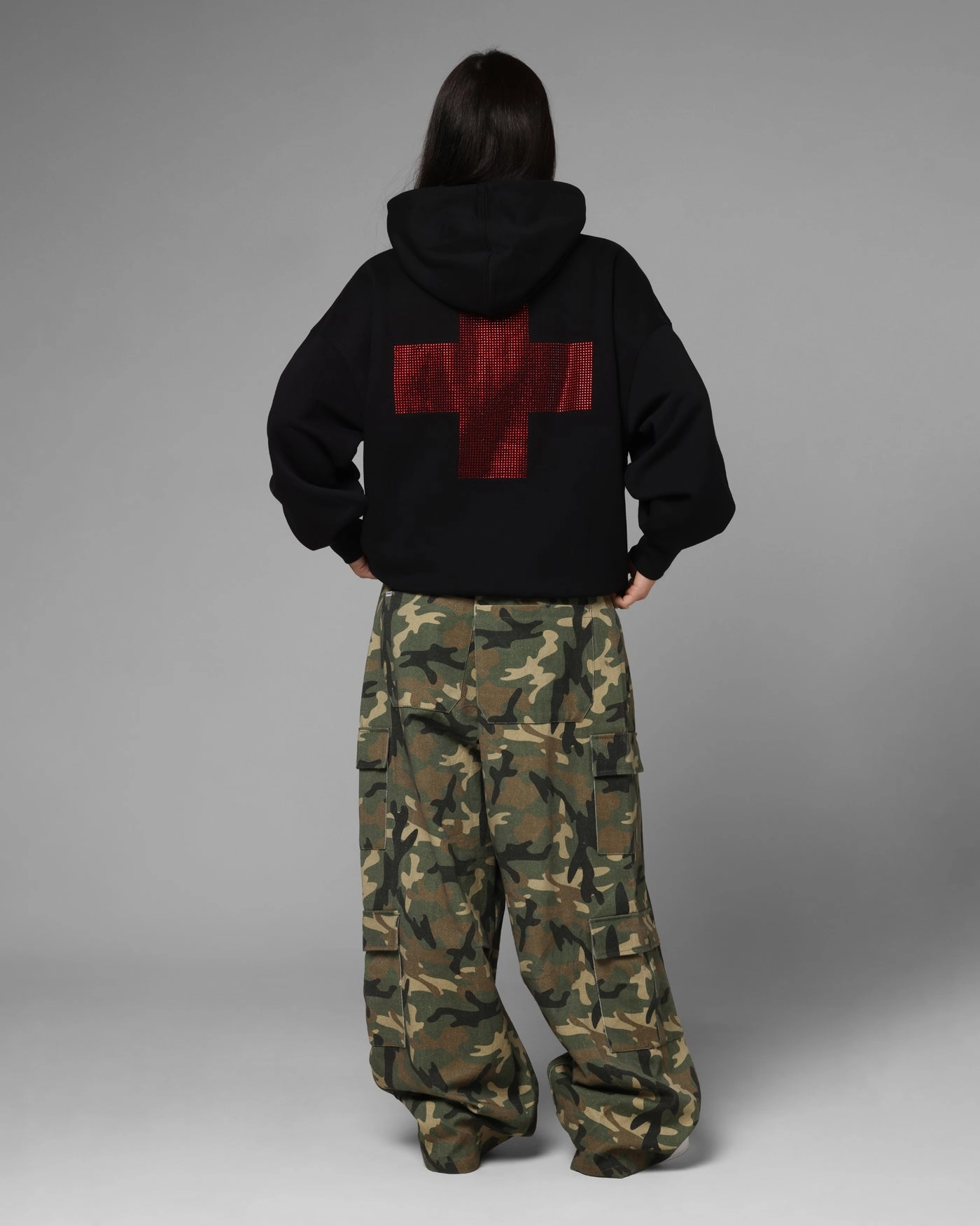 Loiter Drop Out Zip Hoodie Black Determination