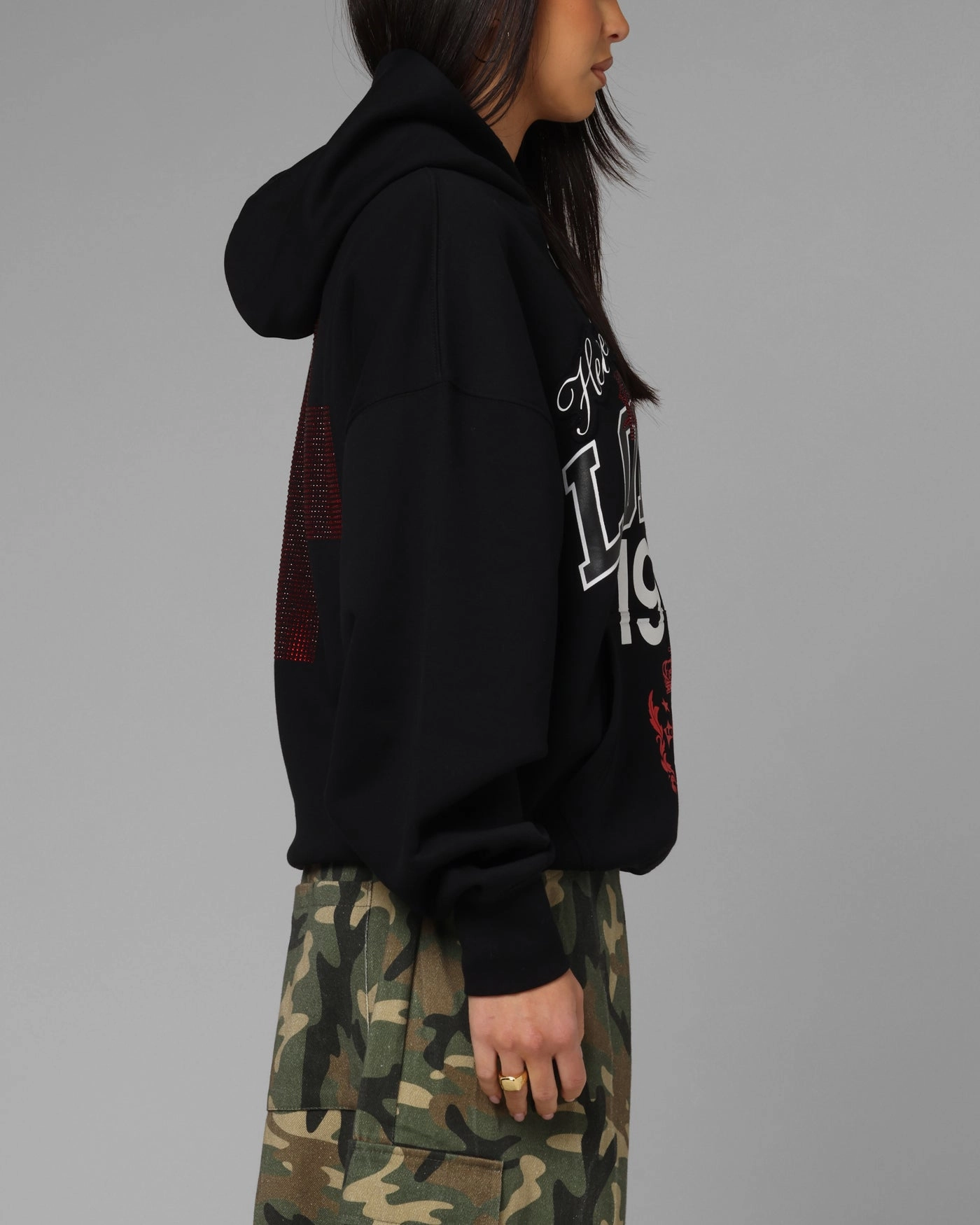 Fleece Lined Interior sunglasses Loiter Drop Out Zip Hoodie Black