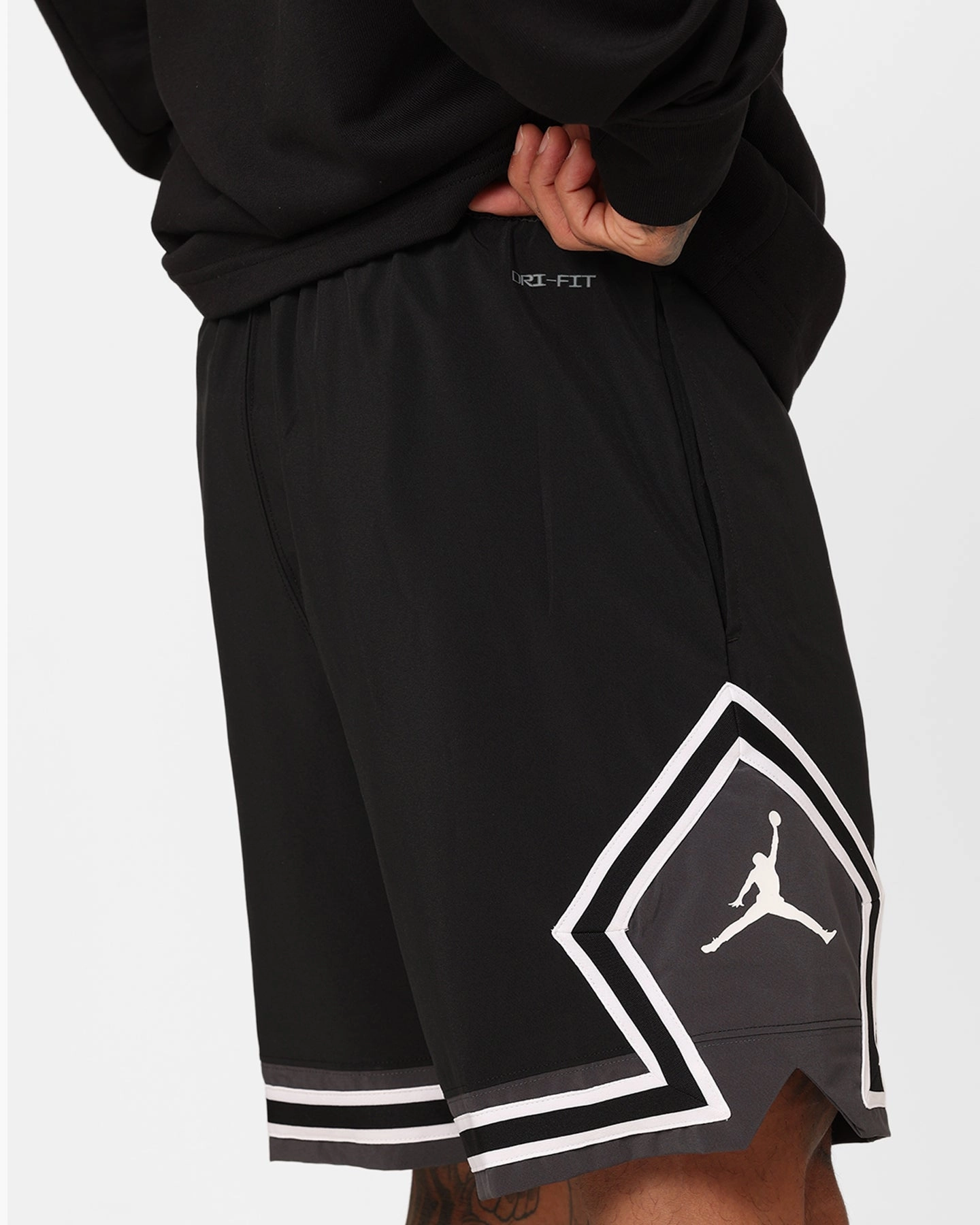 Antibacterial Bold Statement Jordan Dri-FIT Sport Woven Diamond Shorts Black/White/Dark Shadow