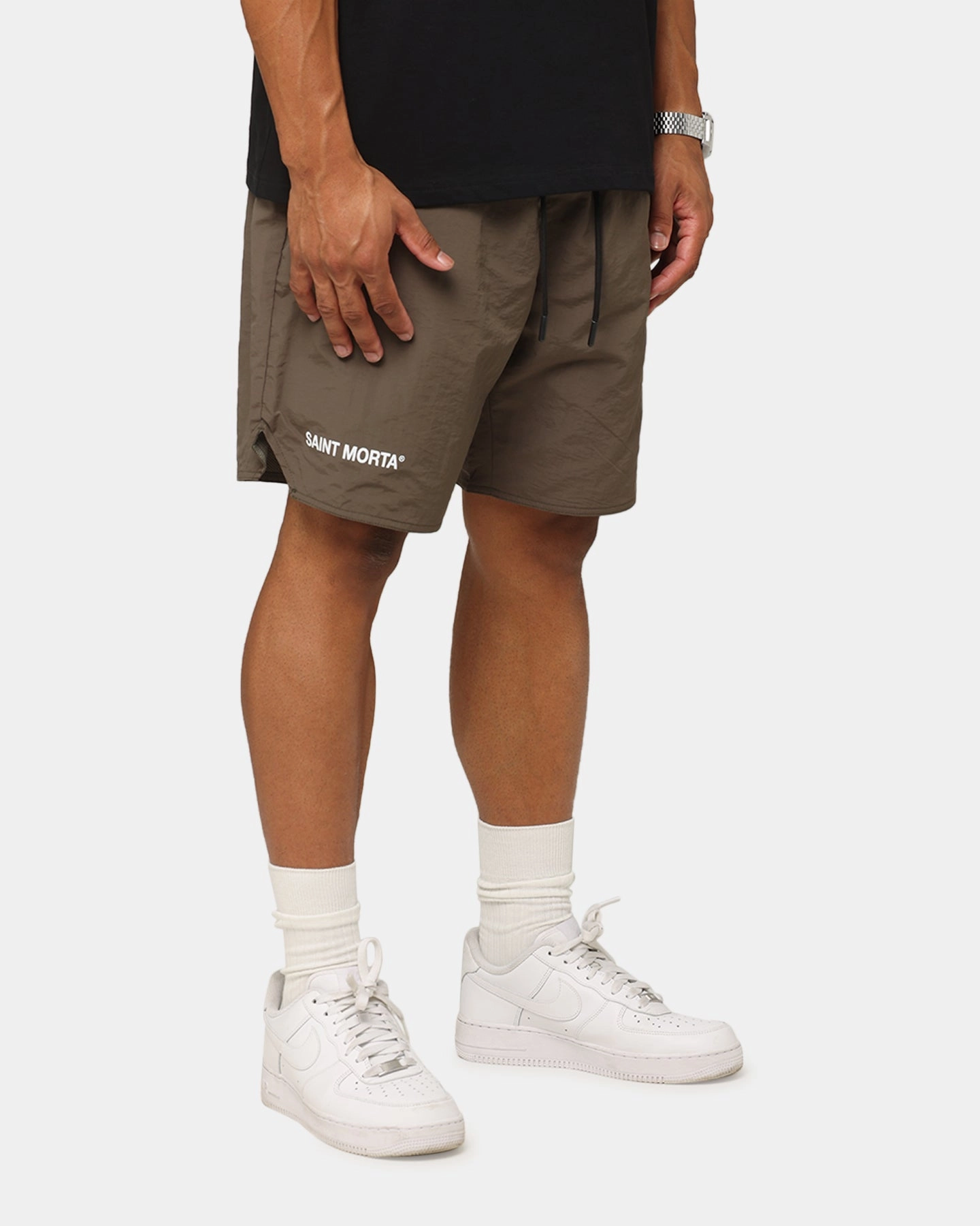Gym apparel Saint Morta Official Nylon Shorts Dark Brown